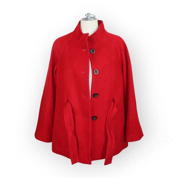 New S/M Pendleton Winter Getaway Coat Jacket MerinoWool MadeInUSA Red ALine - Picture 5 of 16